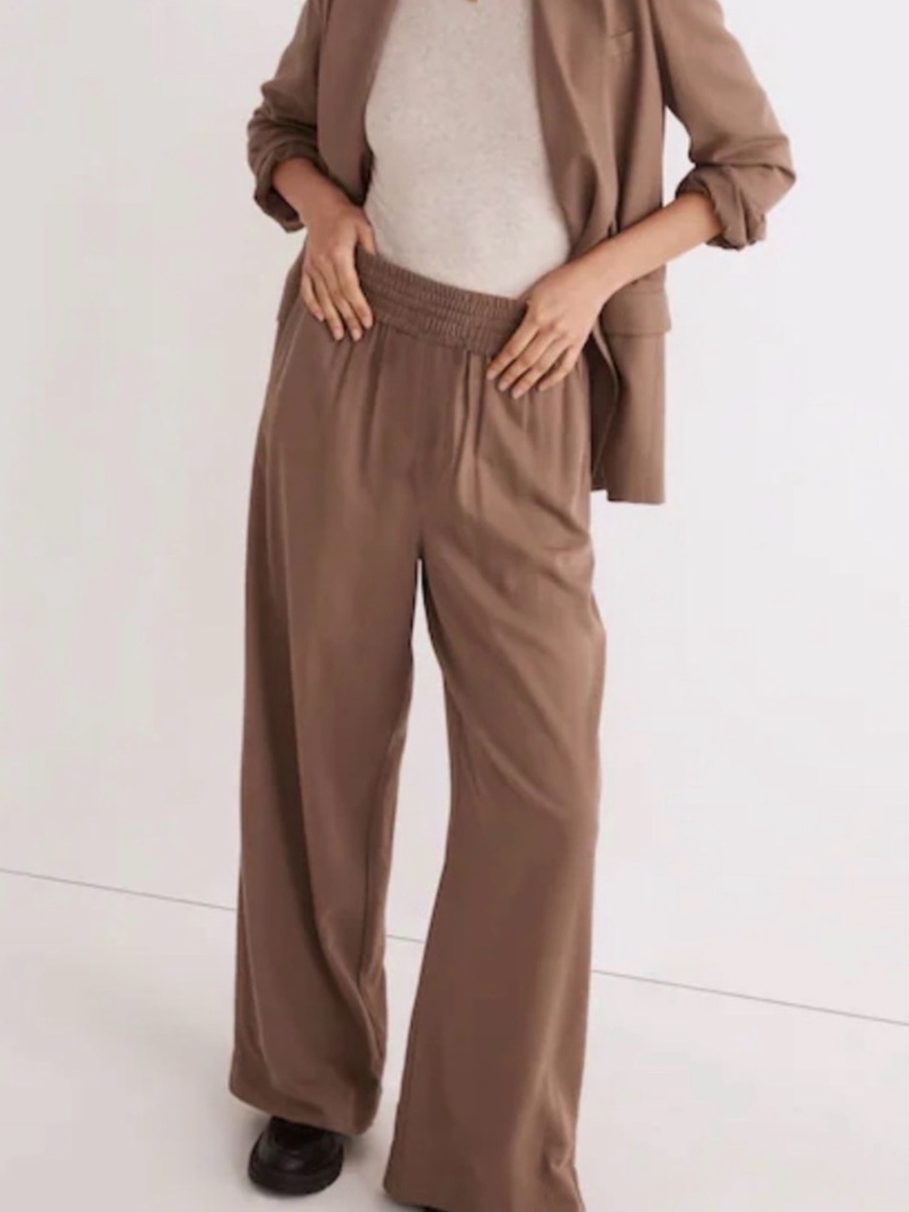 Madewell Drapeweave Wide Leg Pants Brown Size XL